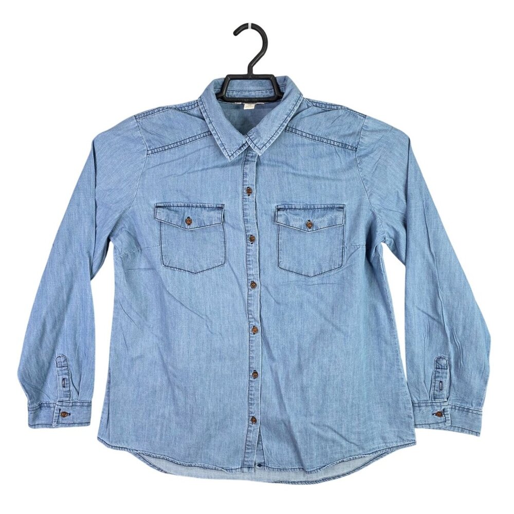 Womens Cato Est. 1946 Blue Denim Shirt Button Up Long Sleeve 100% Cotton Size M